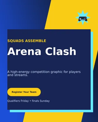 Neo Gaming Tournament Poster — editable blue entertainment event template, instagram portrait