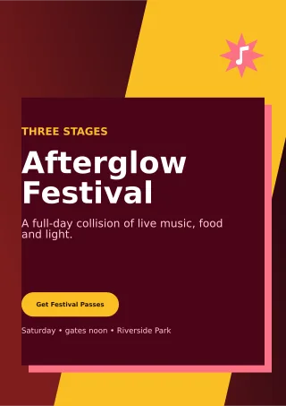 Neo Music Festival A4 Flyer — editable black entertainment event template, a4 print