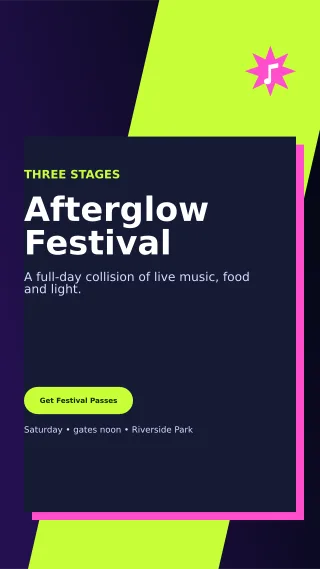 Neo Music Festival Digital Flyer — editable black entertainment event template, story / reel
