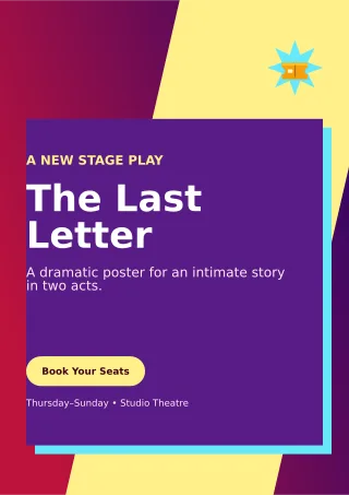 Neo Theatre Production A4 Flyer — editable purple entertainment event template, a4 print