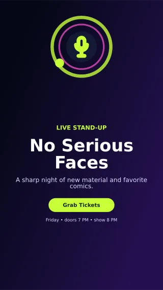 Orbit Comedy Night Digital Flyer — editable black entertainment event template, story / reel
