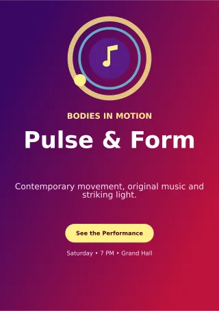 Orbit Dance Showcase A4 Flyer — editable purple entertainment event template, a4 print