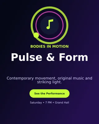 Orbit Dance Showcase Poster — editable black entertainment event template, instagram portrait