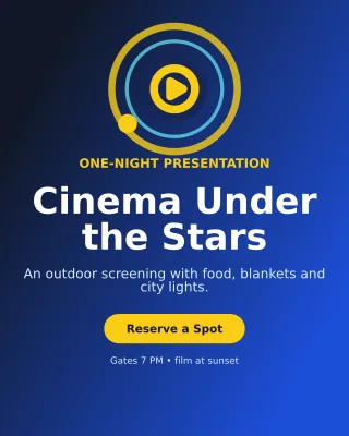 Orbit Film Screening Poster — editable blue entertainment event template, instagram portrait