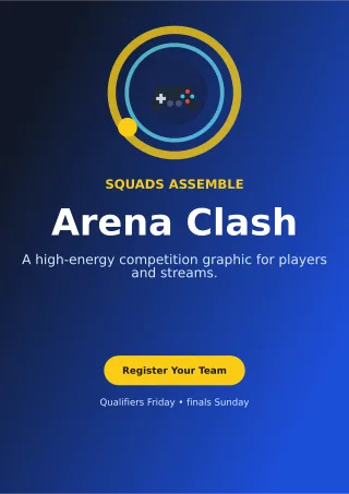 Orbit Gaming Tournament A4 Flyer — editable blue entertainment event template, a4 print
