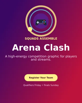 Orbit Gaming Tournament Poster — editable purple entertainment event template, instagram portrait