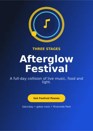 Orbit Music Festival A4 Flyer — editable blue entertainment event template, a4 print