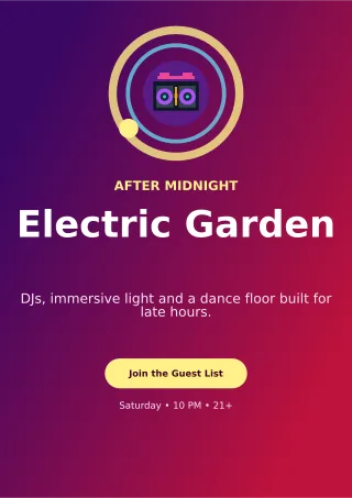 Orbit Nightclub Event A4 Flyer — editable purple entertainment event template, a4 print