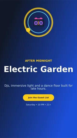 Orbit Nightclub Event Digital Flyer — editable blue entertainment event template, story / reel