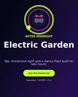 Orbit Nightclub Event Poster — editable black entertainment event template, instagram portrait