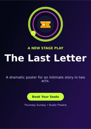 Orbit Theatre Production A4 Flyer — editable black entertainment event template, a4 print