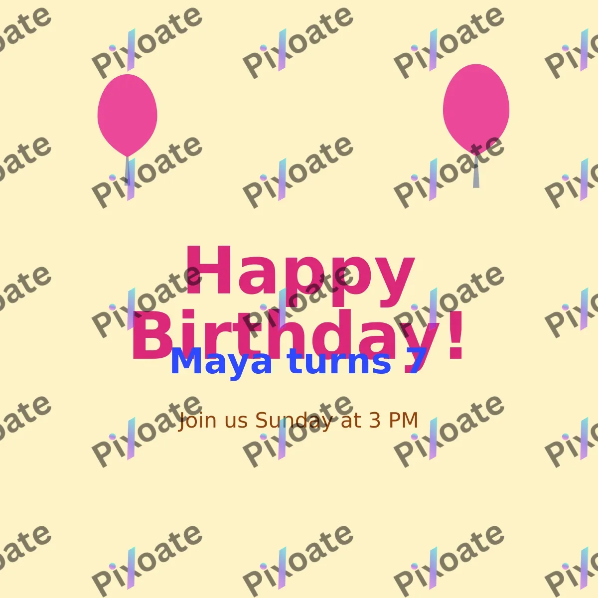 Birthday Birthday — editable beige invitation template, instagram post