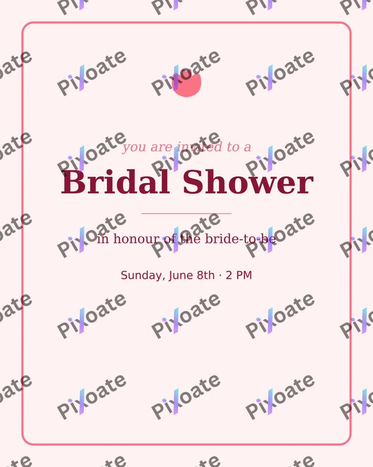 Bridal Shower — editable white invitation template, instagram portrait