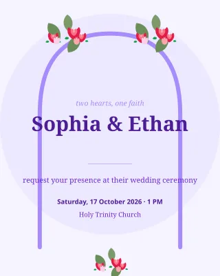 Church Wedding Elegant — editable white invitation template, instagram portrait