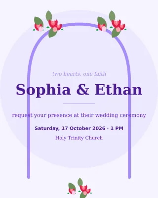 Church Wedding Elegant — editable white invitation template, instagram portrait