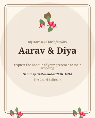 Classic Wedding Invite — editable white invitation template, instagram portrait