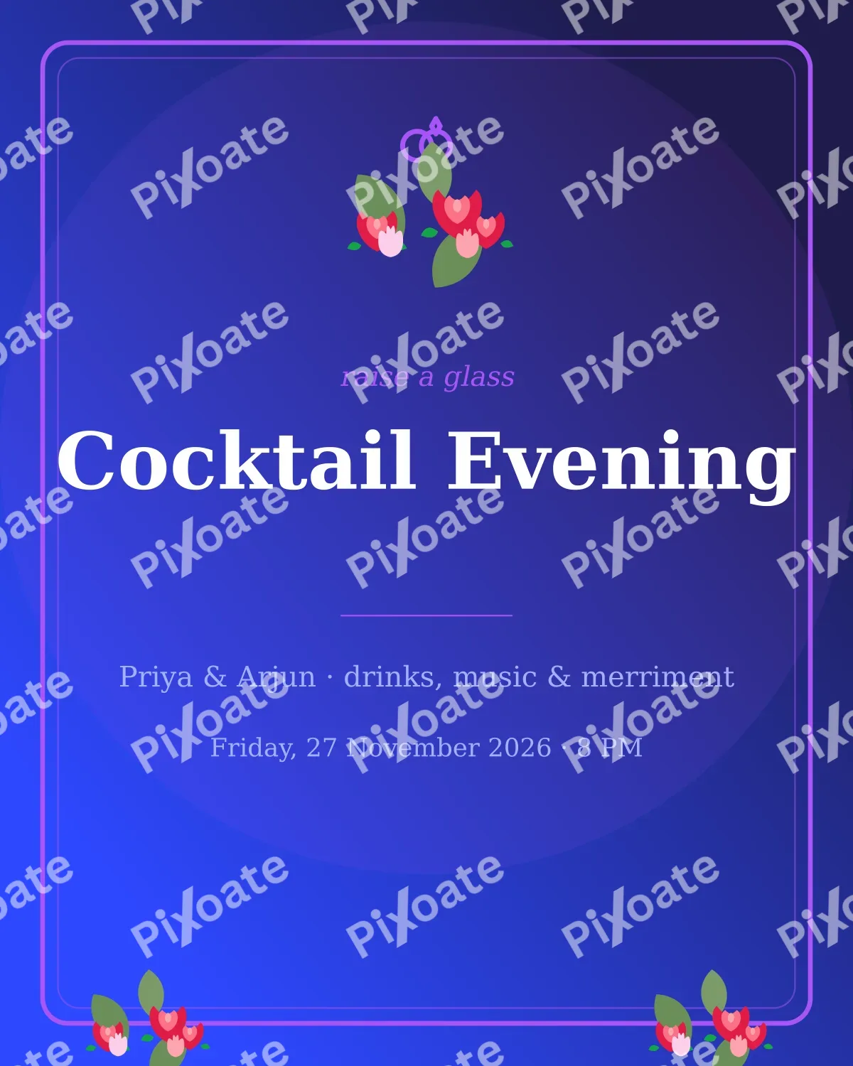 Cocktail Party Cocktail Party — editable blue invitation template, instagram portrait