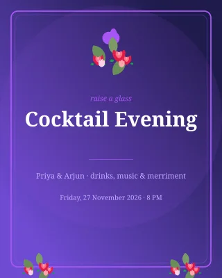 Cocktail Party — editable blue invitation template, instagram portrait