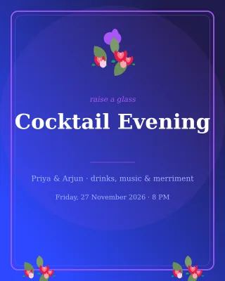 Cocktail Party — editable blue invitation template, instagram portrait