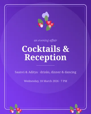 Cocktail Reception — editable purple invitation template, instagram portrait
