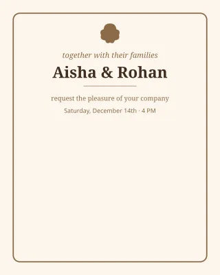 Elegant Wedding — editable white invitation template, instagram portrait