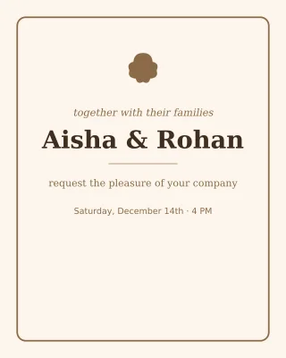 Elegant Wedding — editable white invitation template, instagram portrait