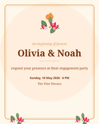 Engagement Elegant — editable white invitation template, instagram portrait