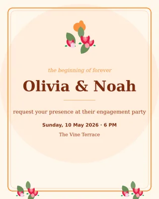 Engagement Elegant — editable white invitation template, instagram portrait