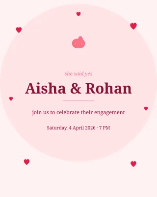 Engagement Invite — editable white invitation template, instagram portrait