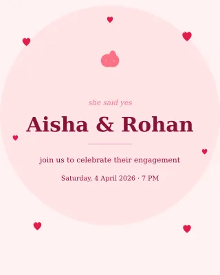 Engagement Invite — editable white invitation template, instagram portrait