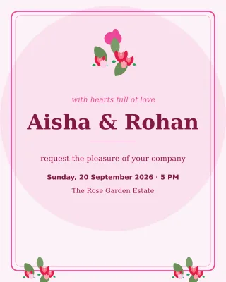 Floral Wedding Invite — editable white invitation template, instagram portrait