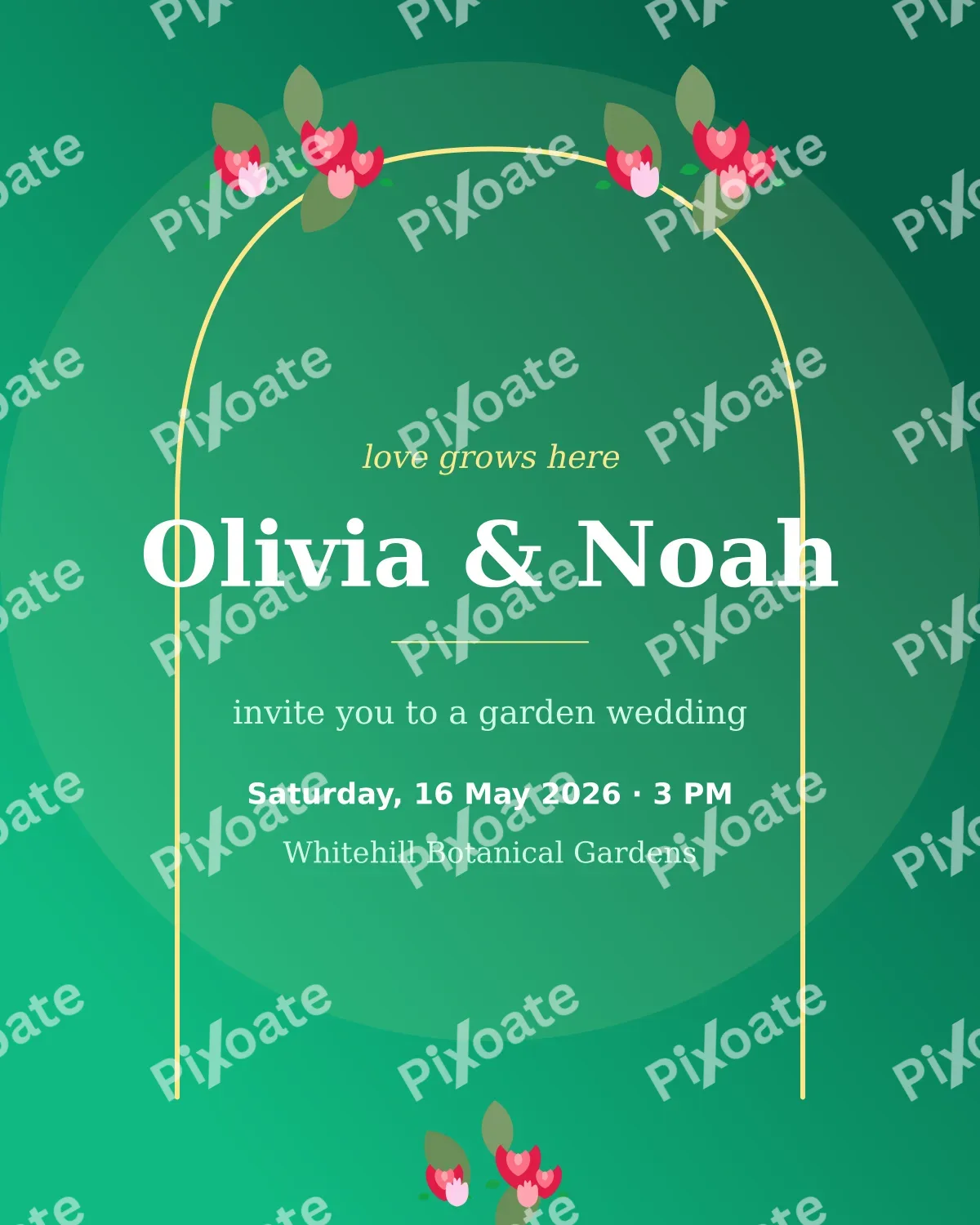 Garden Wedding Invite Garden Wedding Invite — editable green invitation template, instagram portrait