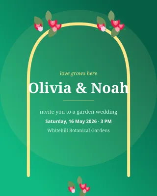 Garden Wedding Invite — editable green invitation template, instagram portrait