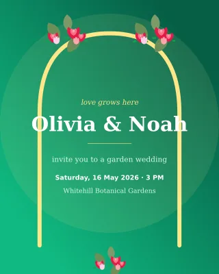 Garden Wedding Invite — editable green invitation template, instagram portrait