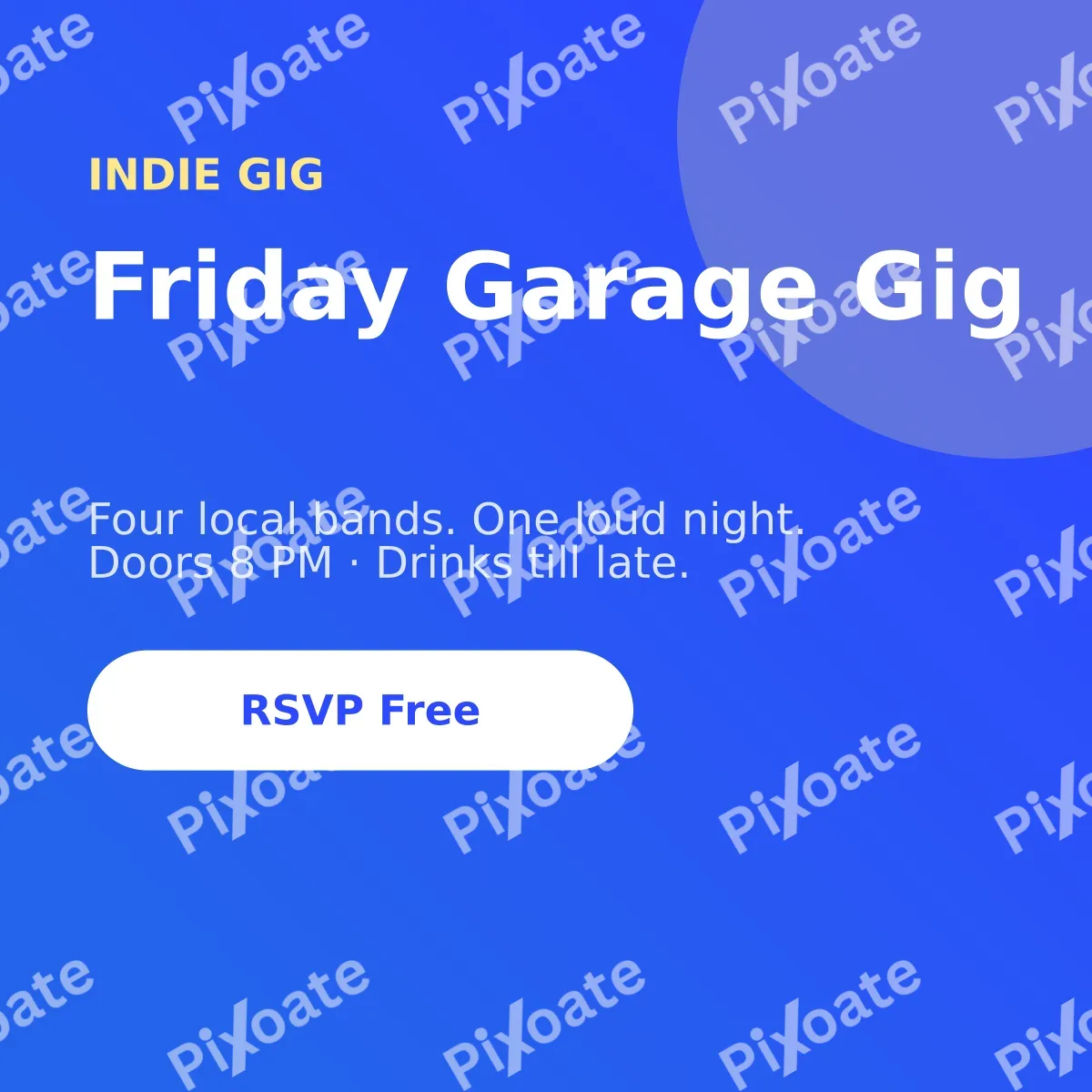 Gig Night — editable blue invitation template, instagram post