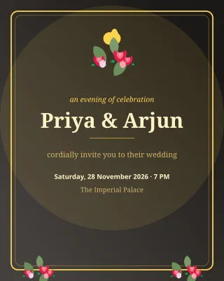 Gold Wedding Invite — editable black invitation template, instagram portrait