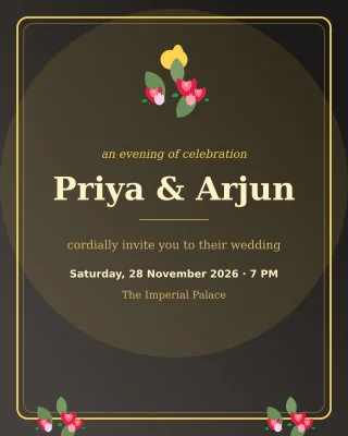 Gold Wedding Invite — editable black invitation template, instagram portrait