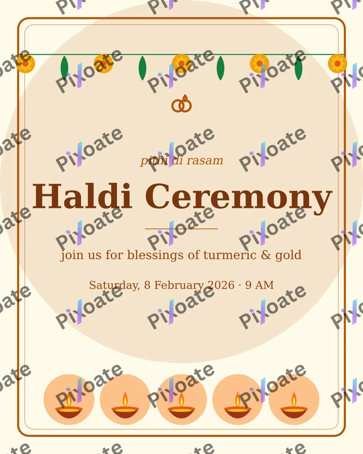 Haldi Ceremony Haldi Ceremony — editable white invitation template, instagram portrait