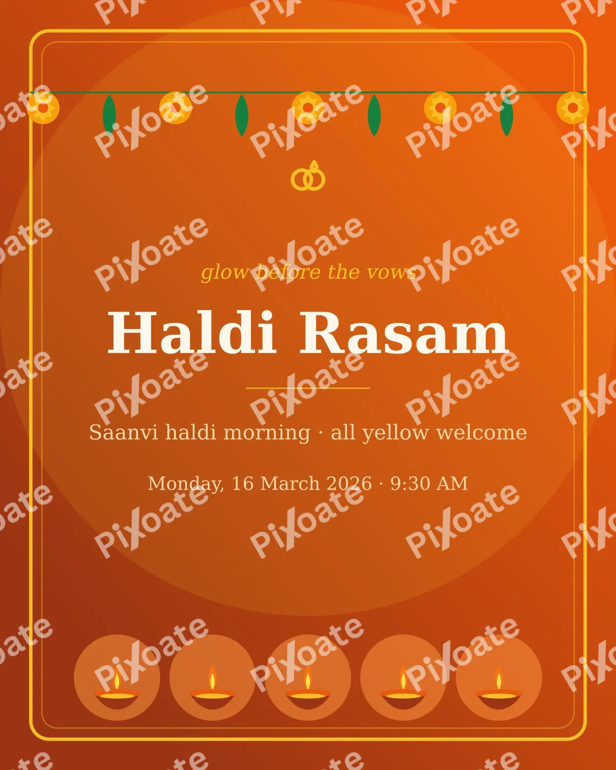 Haldi Marigold Haldi Marigold — editable brown invitation template, instagram portrait