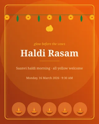 Haldi Marigold — editable brown invitation template, instagram portrait