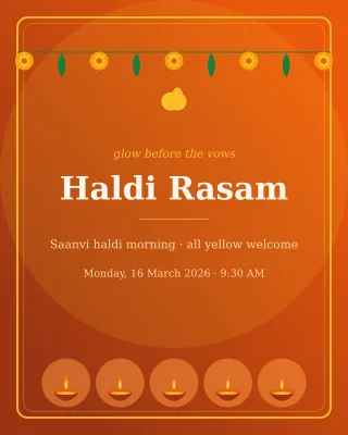 Haldi Marigold — editable brown invitation template, instagram portrait
