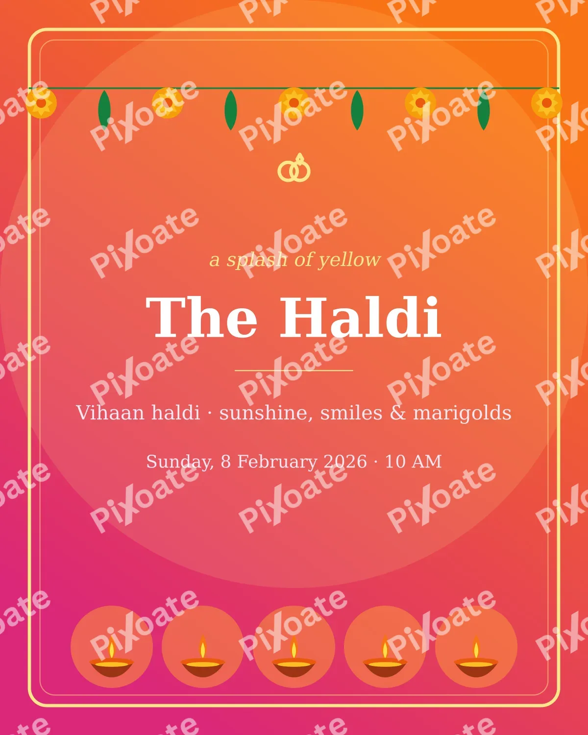 Haldi Sunshine Haldi Sunshine — editable pink invitation template, instagram portrait