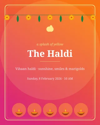 Haldi Sunshine — editable pink invitation template, instagram portrait