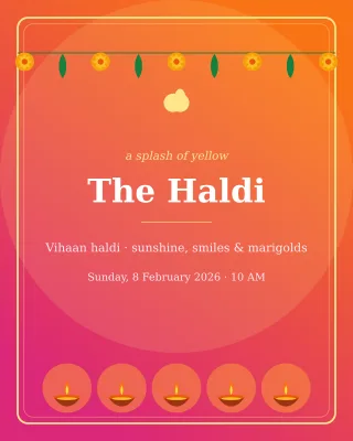Haldi Sunshine — editable pink invitation template, instagram portrait