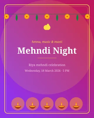 Mehndi Festive — editable pink invitation template, instagram portrait