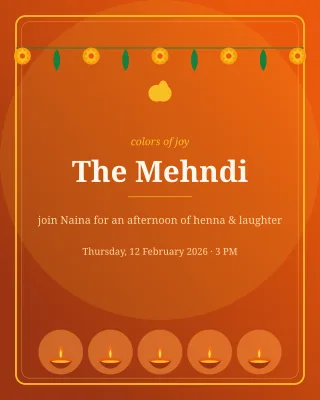 Mehndi Floral — editable brown invitation template, instagram portrait