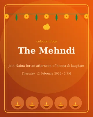Mehndi Floral — editable brown invitation template, instagram portrait