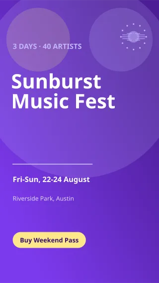 Music Festival — editable purple invitation template, story / reel