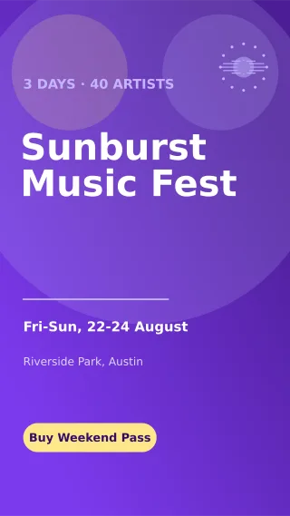 Music Festival — editable purple invitation template, story / reel