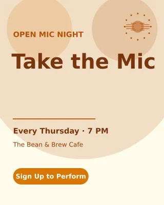 Open Mic — editable white invitation template, instagram portrait